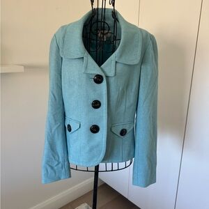 Talbots Blue Blazer with Tailored Fit and Rounded Collar